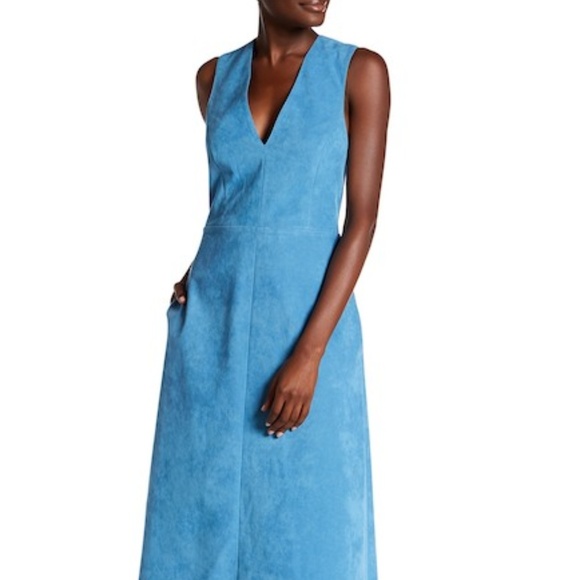 TIBI Dresses & Skirts - TIBI Castora Deep V-Neck Dress in blue (Size 6)